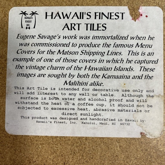 VTG Orig SS Lurline/Matson Lines Menu Cover TILE Frank MacIntosh "Mending Net" - Picture 10 of 16